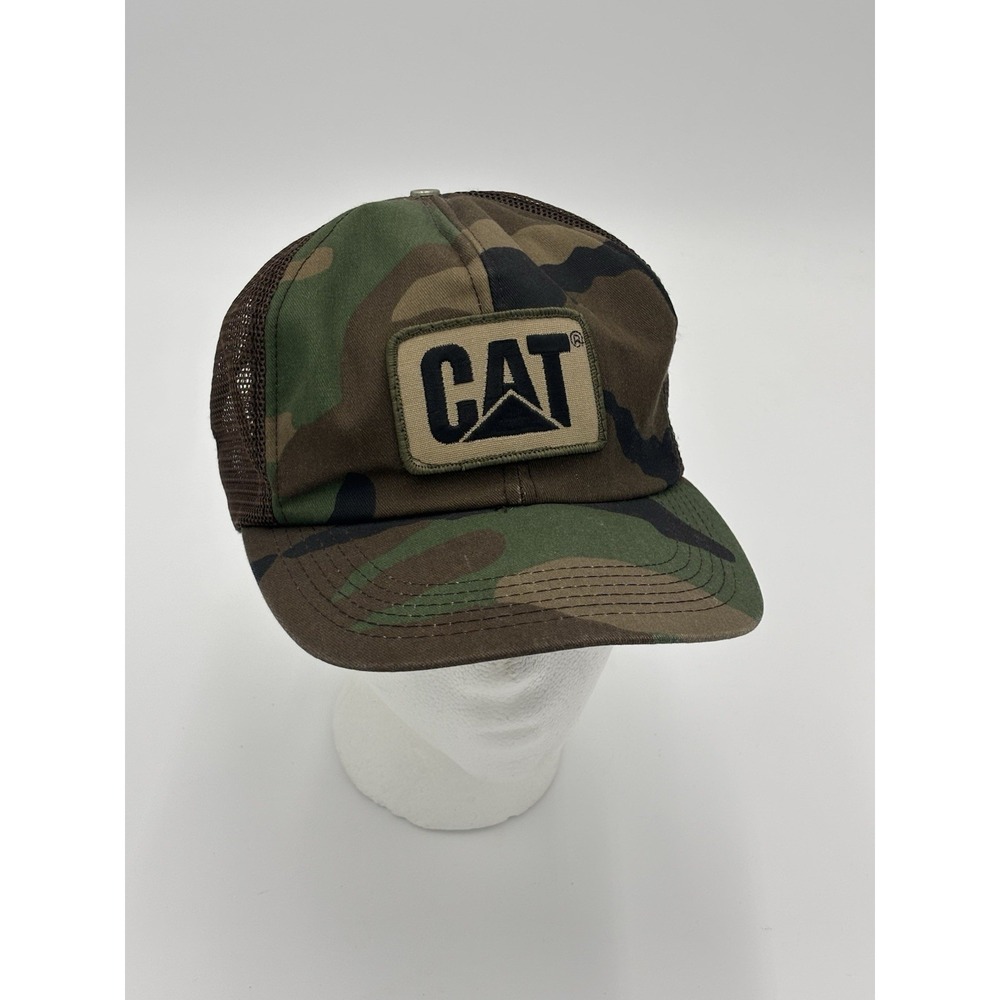 Vintage CAT Caterpillar Camo Mesh Hat SnapBack USA Tomkim Cap